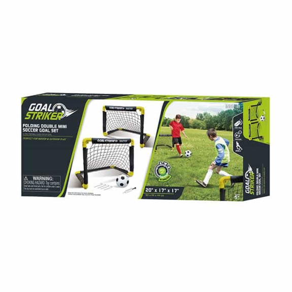 Folding Double Mini Soccer Goal Set